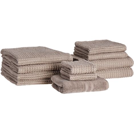 Set of 11 Towels AREORA Cotton Taupe (1/5)