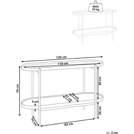 Modern Console Table Glass Tabletop Metal Frame 1 Shelf Viennese Braid Light Wood 120 x 42 cm Reno