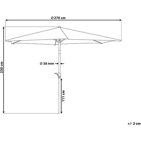 Modern Garden Outdoor Parasol Metal Pole Polyester Canopy Light Grey Varese
