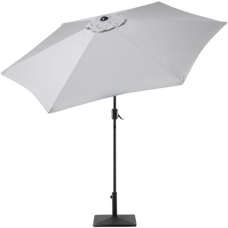 Modern Garden Outdoor Parasol Metal Pole Polyester Canopy Light Grey Varese