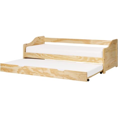 Trundle Bed Pine Wood LUNERAY 90 x 200 cm (EU Single) Light Brown