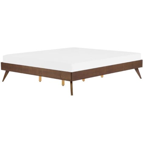 Bed Frame Dark Ash Wood Modern Slatted Base MDF EU Super King Size 6ft Berric