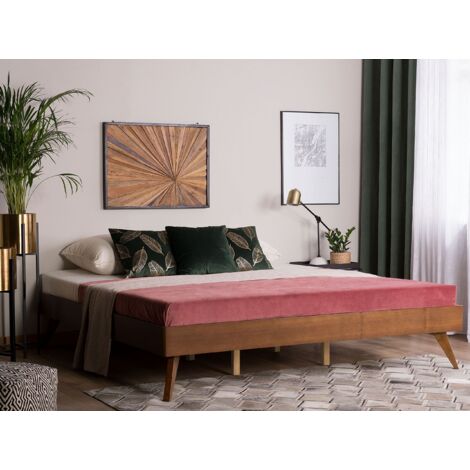 Bed Frame Dark Ash Wood Modern Slatted Base MDF EU Super King Size 6ft Berric