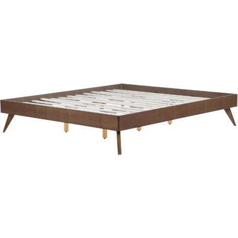 Bed Frame Dark Ash Wood Modern Slatted Base MDF EU Super King Size 6ft Berric