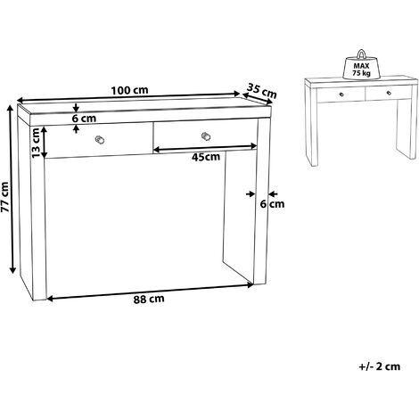 Modern Mirrored Console Table Silver Console Table 2 Drawer Storage Glass 100 x 35 cm Marle