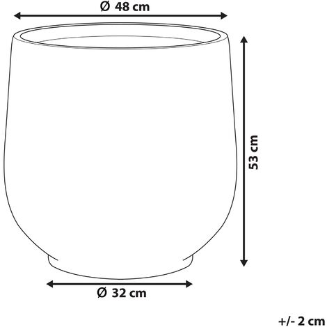 Modern Round Garden Plant Pot Fibre Clay Outdoor Planter ø53 cm Grey Dioni