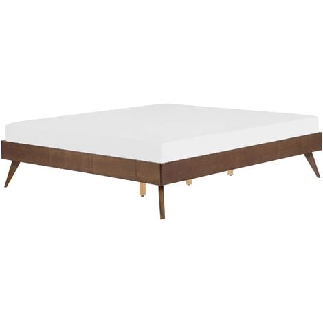 Queen size bed online frame dark wood