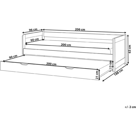 Kids Wooden EU Single Trundle Bed Frame Slide Out Extra Bed Pine Wood White Gravelines