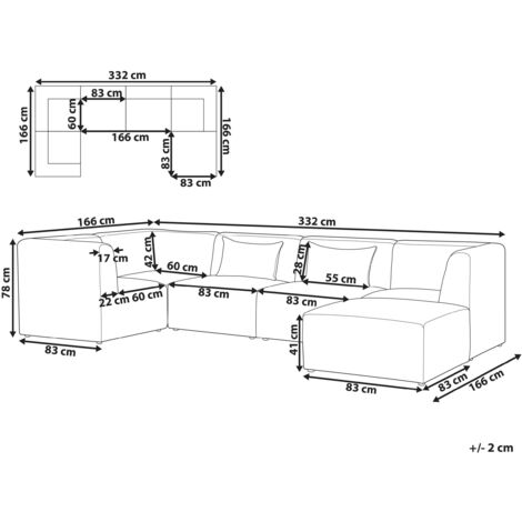 Modular Corner Sofa 5 Seater LEMVIG Corduroy Light Beige with Ottoman ...