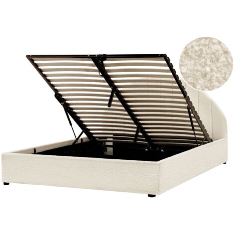 Ottoman Bed Boucle CHADENET 140 x 200 cm (EU Double) Off-White (1/5)