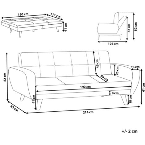 Modern Convertible Sofa Bed 3 Seater Green Fabric Tufted Wood Legs Retro Florli