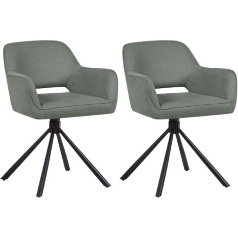 Set of 2 Dining Chairs Swivel LOURES Dark Green (1/5)