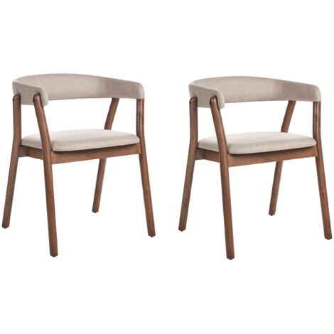 Set of 2 Dining Chairs MYLO Fabric Dark Brown/ Beige
