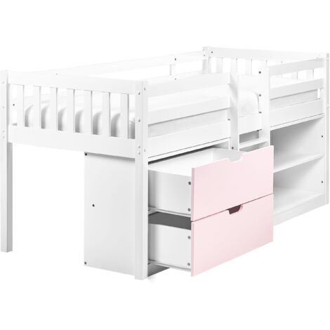Mid Sleeper Bed Wood SUSVILLE 90 x 200 cm (EU Single) Pink (1/5)