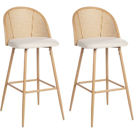 Set of 2 Bar Chairs CORNELL Metal Light Brown (1/5)