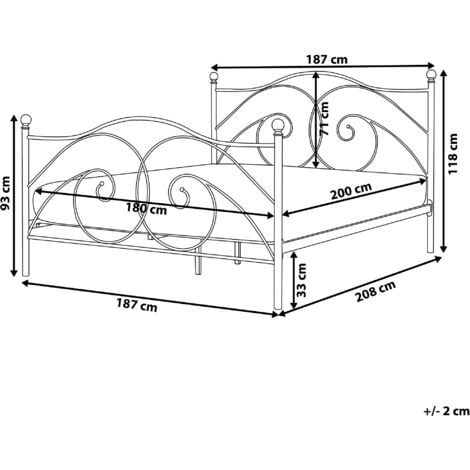 Retro EU Super King Size Bed Frame 6ft Wrought Ornamental Metal White Dinard