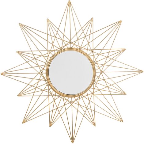 Retro Glam Round Wall Mirror Starburst Ornate Living Room Gold Panon