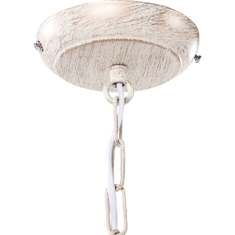 Chandelier 8 Light Candle Bulbs Vintage Style Off White Finish Brithon