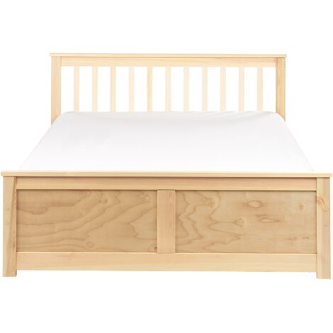 Bed Pine Wood OLENDON 140 x 200 cm (EU Double) Light Brown