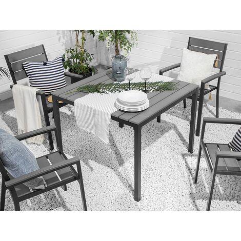 Garden Dining Table Plastic Wood Slatted Tabletop Patio Outdoor Grey Prato