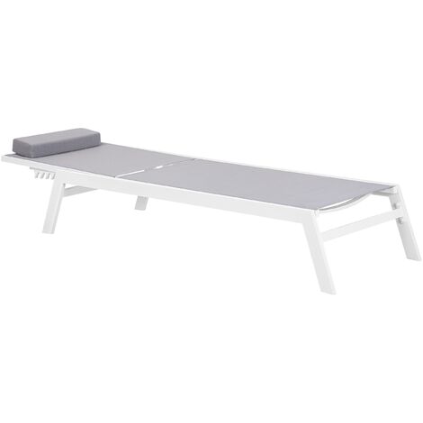Garden Lounger Grey Aluminium Frame Adjustable Backrest Cushion Catania II
