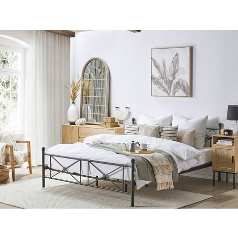 Minimalist Retro EU Super King Size Metal Bed Frame 6ft Black Rodez