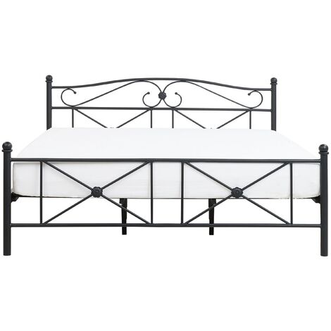Minimalist Retro EU Super King Size Metal Bed Frame 6ft Black Rodez