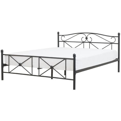 Minimalist Retro EU King Size Metal Bed Frame 5ft3 Black Rodez