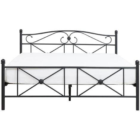 Minimalist Retro EU King Size Metal Bed Frame 5ft3 Black Rodez