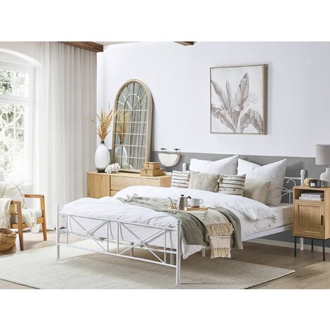 Minimalist Retro EU Super King Size Metal Bed Frame 6ft White Rodez