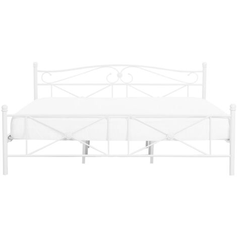 Minimalist Retro EU Super King Size Metal Bed Frame 6ft White Rodez