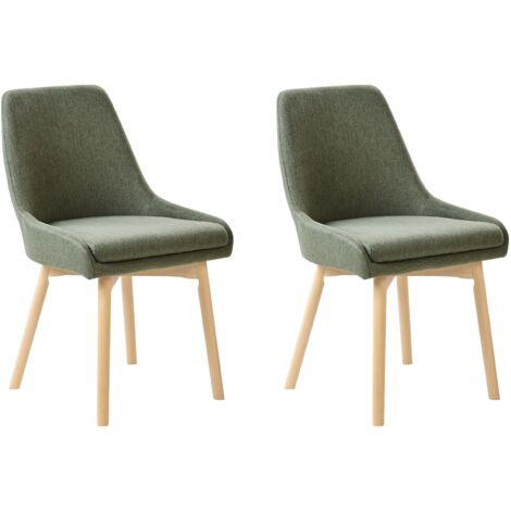 Set of 2 Dining Chairs MELFORT Fabric Dark Green (1/5)
