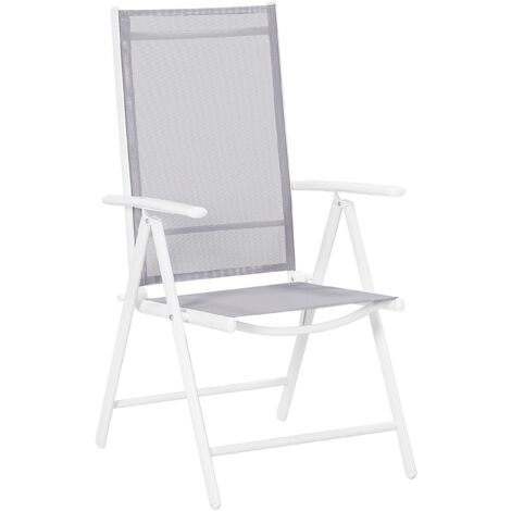 Garden Dining Set Grey Aluminium Frame 6 Folding Chairs 1 Table Catania