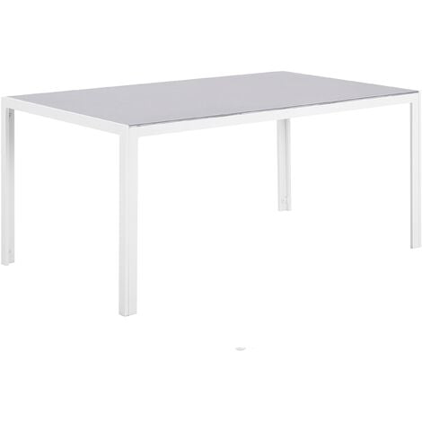 Garden Dining Table Grey Tempered Glass Top Aluminium Frame Catania