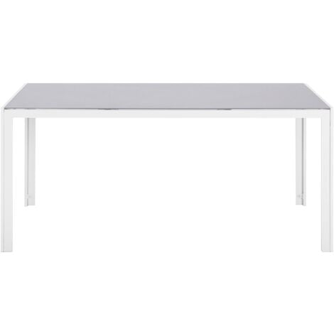 Garden Dining Table Grey Tempered Glass Top Aluminium Frame Catania