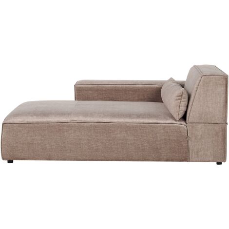 Right-Hand Chaise Lounge HELLNAR Fabric Light Brown (1/4)