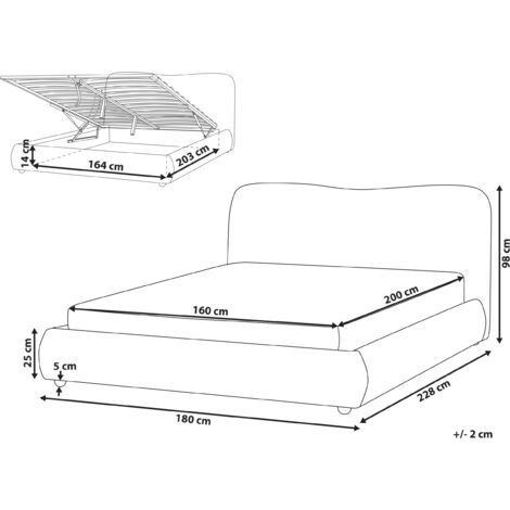 Minimalist Storage Ottoman Bed EU King Size 5ft3 Boucle Modern Light Beige Blagnac