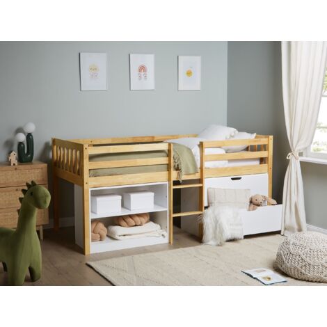 Kids Bed Rubber Wood EU Single Size 3ft with Slatted Frame Storage ...