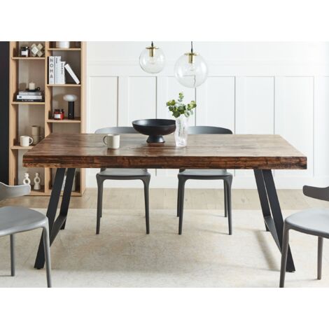 Dining Table WARTON Dark Brown 180 cm 90 cm Pine Wood