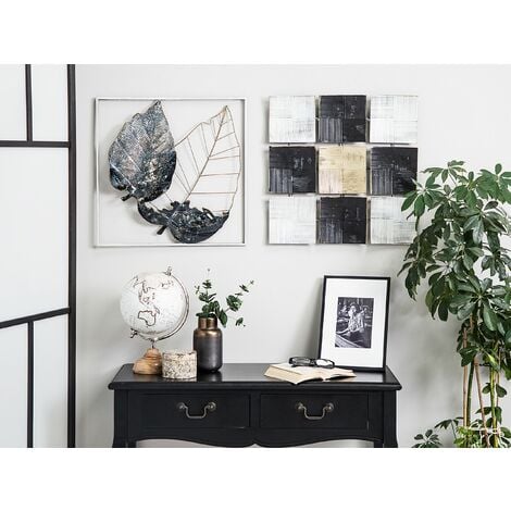 Modern Wall Art Square Metal Wall Decoration Accent Piece Multicolour Titanium