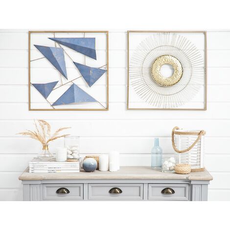 Modern Sleek Slender Square Gold Wall Decoration Art Deco Sun Shape Mercury