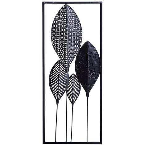 Modern Metal Leaf Wall Art Decoration Accent Piece Multicolour Platinum