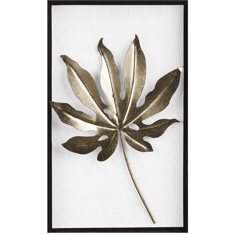 Modern Wall Decor Leaf Metal MDF Gold White Black Curium