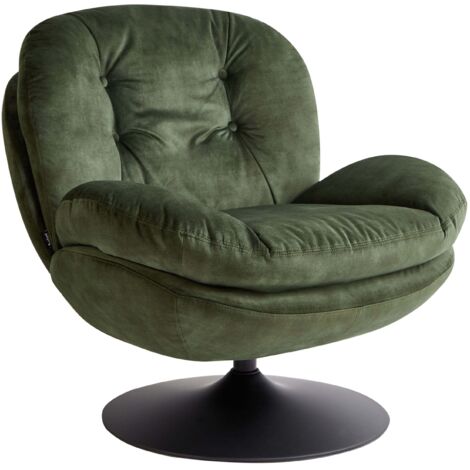 Swivel Armchair NOLVIK Velvet Dark Green