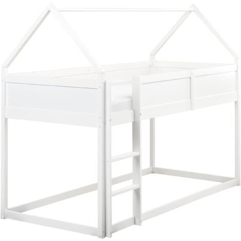Kids Loft Bed Pine Wood MDF EU Single Size with Slatted Frame White Dienne