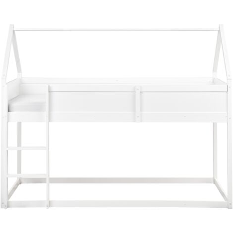 Kids Loft Bed Pine Wood MDF EU Single Size with Slatted Frame White Dienne