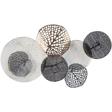 Modern Contemporary Round Metal Wall Art Decoration Multicolour Rhodium