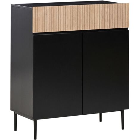 2 Door Sideboard BLYTHE Natural Ash Wood Black (1/5)