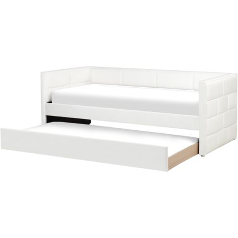 Glam Velvet EU Single Trundle Bed Frame 3ft Slatted Frame Tufted Pastel Off-White Chavonne