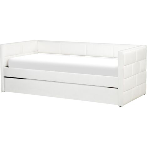 Glam Velvet EU Single Trundle Bed Frame 3ft Slatted Frame Tufted Pastel Off-White Chavonne